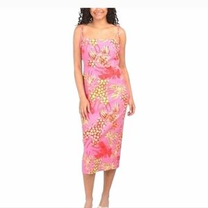 Rachel Zoe Pink and Orange Lobster Dress Large Linen